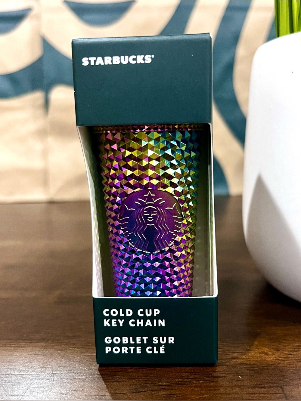 💜🖤 Starbucks 2023 Rainbow Oil Slick Studded Keychain Ornament